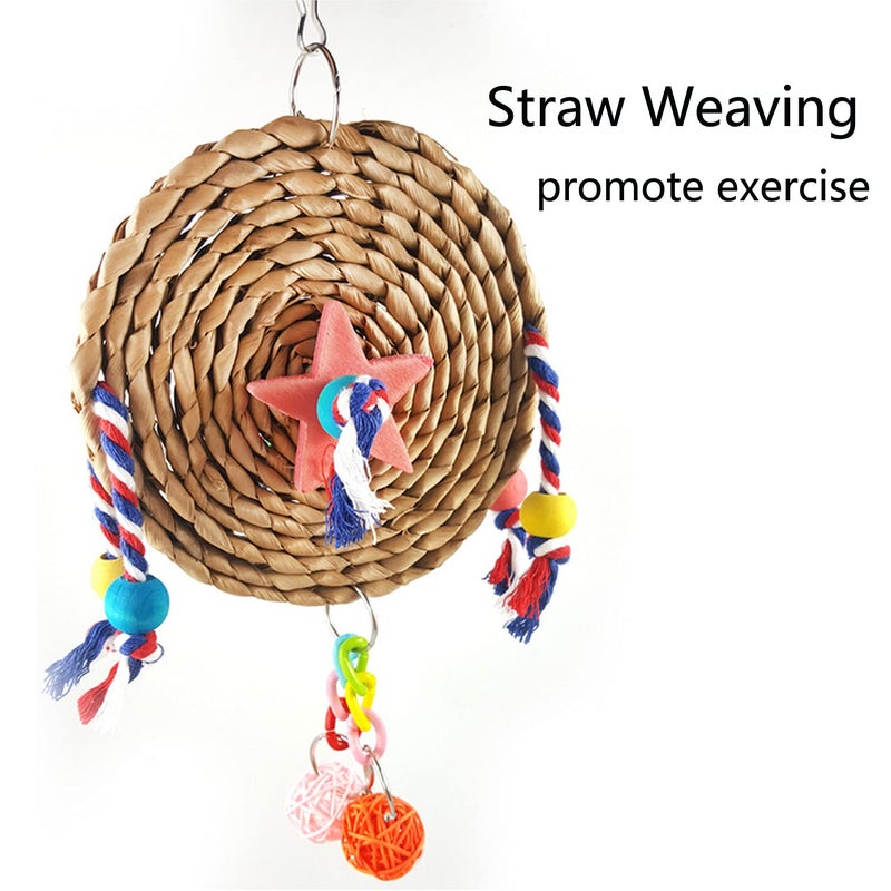 Litewoo Bird Straw Chewing Toys Parrot Climbing Exercise Toy Natural Weaving Swing Cage Accessories (Size-5.9Inch/15Cm) - Image 3